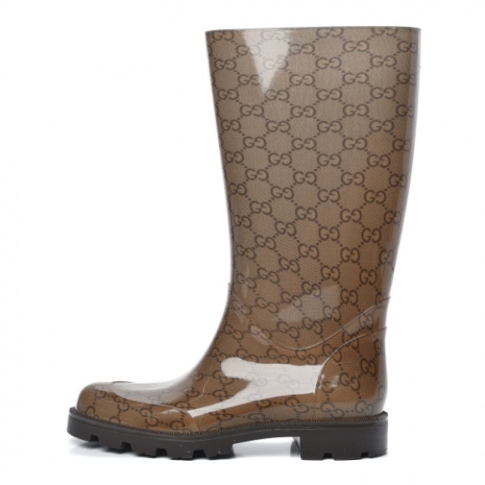 Gucci Rubber Monogram Edinburg Rain Boots size 36 for sale